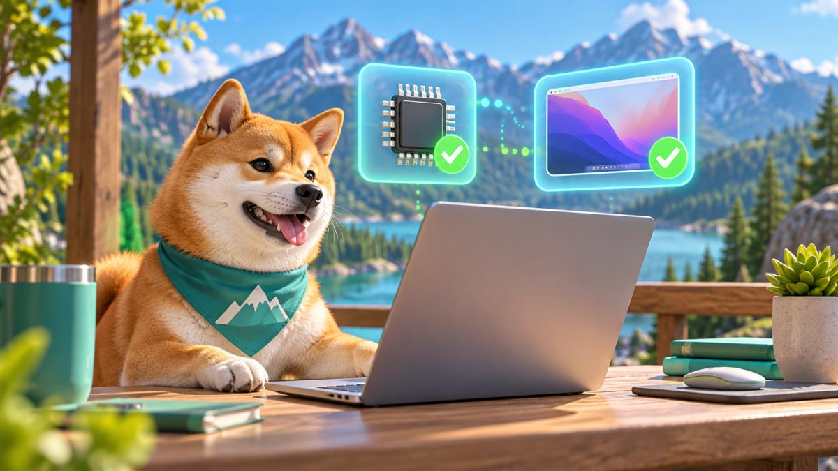 狗急加速在 Mac 上核对芯片和系统版本示意